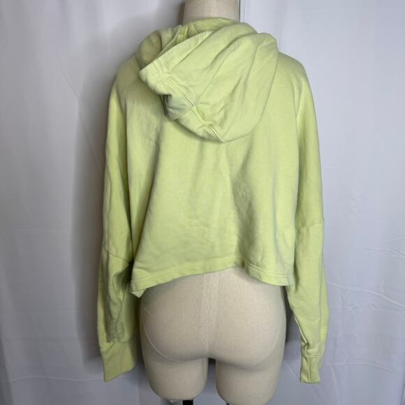 Adidas Originals Cropped Hoodie L Pastel Yellow 3-Stripes - Picture 3 of 7